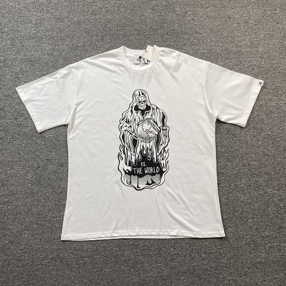 Warren Lotas White Skull And Globe Print T Shirt